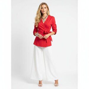 Lafayette 148 Pink Long Sleeve Wrap Front Blouse Top 14W